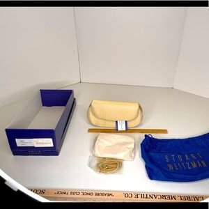 Stuart Weitzman Oro Sparkle Lame Evening Bag Gold